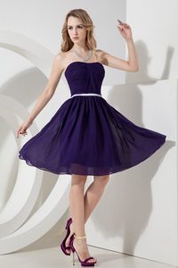 Fashionable Purple Strapless Ruched Prom Graduation Dress under 150
