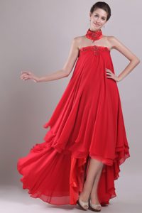 Memorable Red Princess High-low Prom Dresses for Women with Embroidery