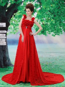 Wonderful Square Zipper-up Red Spring Prom DressCourt with Beading