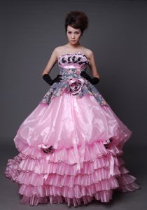 Luxurious Multi-color Court Train Fall Dress for Prom Princess with Flowers