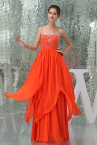Best Seller Sweetheart Zipper-up Beaded Long Prom Pageant Dress in Orange