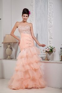 Elegant Column Prom Dress Sweetheart Organza Beaded 2013 Prom Formal Dress
