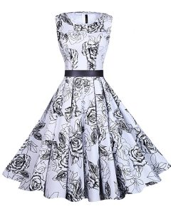 Stunning A-line Prom Dress White And Black Scoop Chiffon Sleeveless Knee Length Zipper