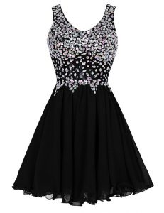 Gorgeous Black Straps Neckline Beading Prom Dresses Sleeveless Zipper