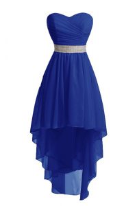 Blue Sweetheart Neckline Belt Homecoming Dress Sleeveless Lace Up