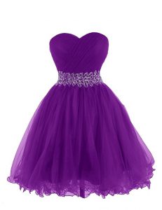 Vintage Purple Sleeveless Organza Lace Up Prom Party Dress for Prom and Party