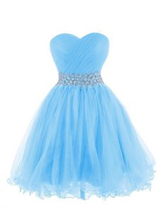Ideal Sweetheart Sleeveless Lace Up Prom Evening Gown Baby Blue Organza