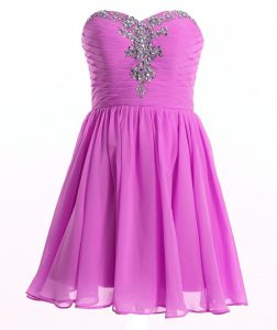 Discount Lilac Sleeveless Organza Lace Up Homecoming Dress for Prom and Party