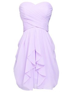 Sweetheart Sleeveless Lace Up Prom Gown Lavender Chiffon