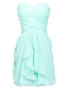 High End Apple Green Evening Dress Prom and Party and For with Ruching Sweetheart Sleeveless Lace Up