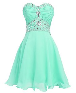 Delicate Sweetheart Sleeveless Lace Up Prom Gown Apple Green Organza