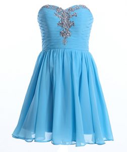 Superior Mini Length Lace Up Homecoming Dress Baby Blue for Prom and Party with Beading