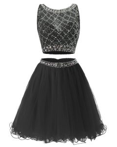 Excellent Organza Sweetheart Sleeveless Side Zipper Beading and Belt Dress for Prom in Black