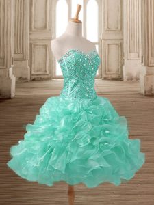 Elegant Sleeveless Beading and Ruffles Lace Up Prom Evening Gown