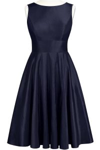 Scoop Sleeveless Backless Homecoming Dress Navy Blue Taffeta