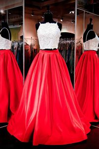Most Popular Square Sleeveless Elastic Woven Satin Prom Dress Lace and Ruching Backless
