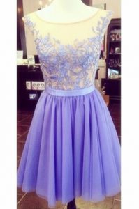 Scoop Lace Mini Length A-line Sleeveless Lavender Homecoming Dress Zipper