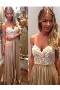 Champagne Sleeveless Organza Zipper Prom Dress for Prom and Party
