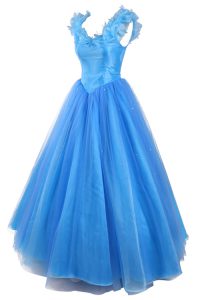 Smart Pick Ups A-line Prom Party Dress Baby Blue V-neck Organza Sleeveless Floor Length Zipper