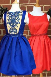 Royal Blue Bateau Side Zipper Beading Homecoming Dress Sleeveless