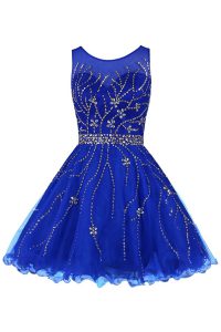 Luxurious Royal Blue Homecoming Dress Prom and Party and For with Beading Strapless Sleeveless Zipper