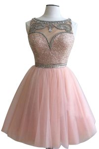 Gorgeous Tulle Sleeveless Mini Length Dress for Prom and Beading