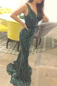 Mermaid Sleeveless Sweep Train Zipper Sashes ribbons Prom Dress