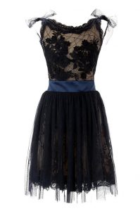 Custom Made Knee Length Black Dress for Prom Scoop Sleeveless Backless