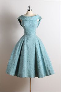 Custom Designed Lace Blue Prom Gown Prom and Party and For with Ruching Scoop Sleeveless Zipper