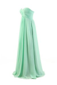 Apple Green A-line Sweetheart Sleeveless Chiffon Floor Length Zipper Pleated Homecoming Dress
