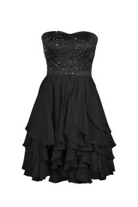 Black Strapless Zipper Beading and Appliques Prom Party Dress Sleeveless