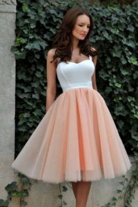 Knee Length Zipper Prom Gown Peach for Prom and Party with Ruching