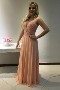 Scoop Sleeveless Sweep Train Beading and Lace Zipper Prom Dress