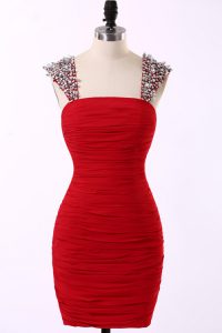 Custom Design Mini Length Red Homecoming Dress Straps Sleeveless Zipper