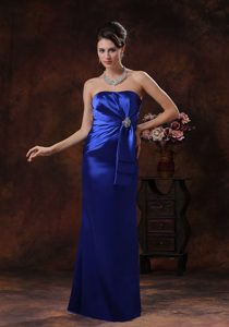 Perfect Royal Blue Strapless Long Prom Evening Dress with Beading