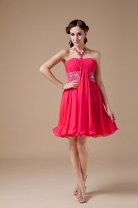 Discount Zipper-up Strapless Red Prom Celebrity Dress with Beaded Waist