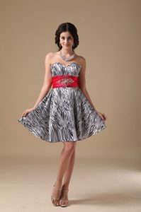 2014 New Zebra Printed Sweetheart Prom Cocktail Dress for Short Ladies