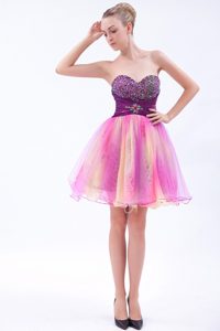 Latest Colorful Sweetheart Mini-length Prom Cocktail Dresses with Beading