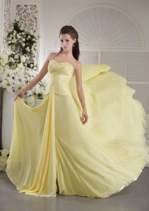 Hot Sale Lace-up Yellow Sweetheart Prom Party Dress for Girl