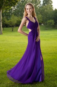 Low Price Backless Purple Long Prom Celebrity Dresses with Straps
