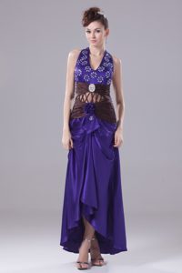 Flirty Beading Ruching High-low Prom Celebrity Dresses with with Cutouts
