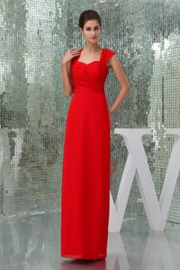 Fabulous Ankle-length Ruched Red Prom Bridesmaid Dresses with Cutouts