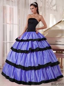 New Purple and Black Ball Gown Strapless Taffeta Quinceanera Dress with Ruching