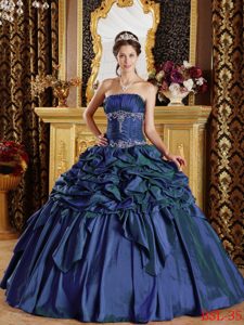 Unique Purple Ball Gown Strapless Best Dress for Quince with Pick-ups in Taffeta