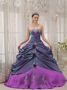 Purple Ball Gown Strapless Sweet 16 Dresses in Taffeta for Custom Made