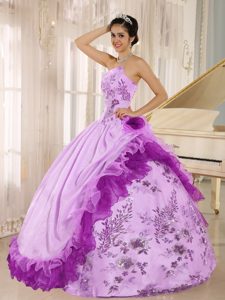 Lavender Strapless Quince Dresses in Taffeta and Organza on Promotion