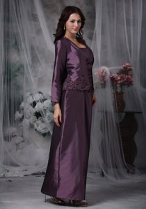 Dark Purple Column Strapless Ankle-length Taffeta Mother Skirts with Appliques