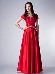 Modern 2013 Red Empire Scoop Satin Beaded Wedding Outfits for Brides Mother