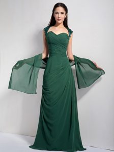 New Dark Green Column Sweetheart Chiffon Ruched Wedding Outfits for Mother
