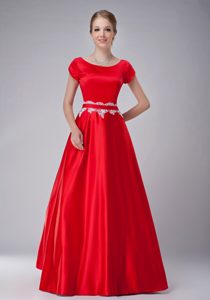 Red Scoop Taffeta Appliqued Mother of the Bride Dresses on Promotion